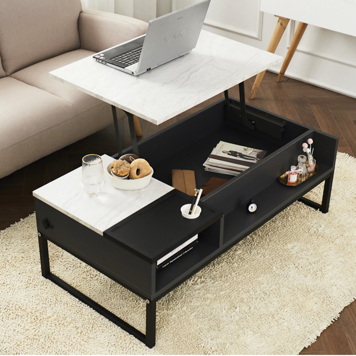 높은 쇼파 테이블 기능성 거실 테이블 트랜스포머 테이블 1200