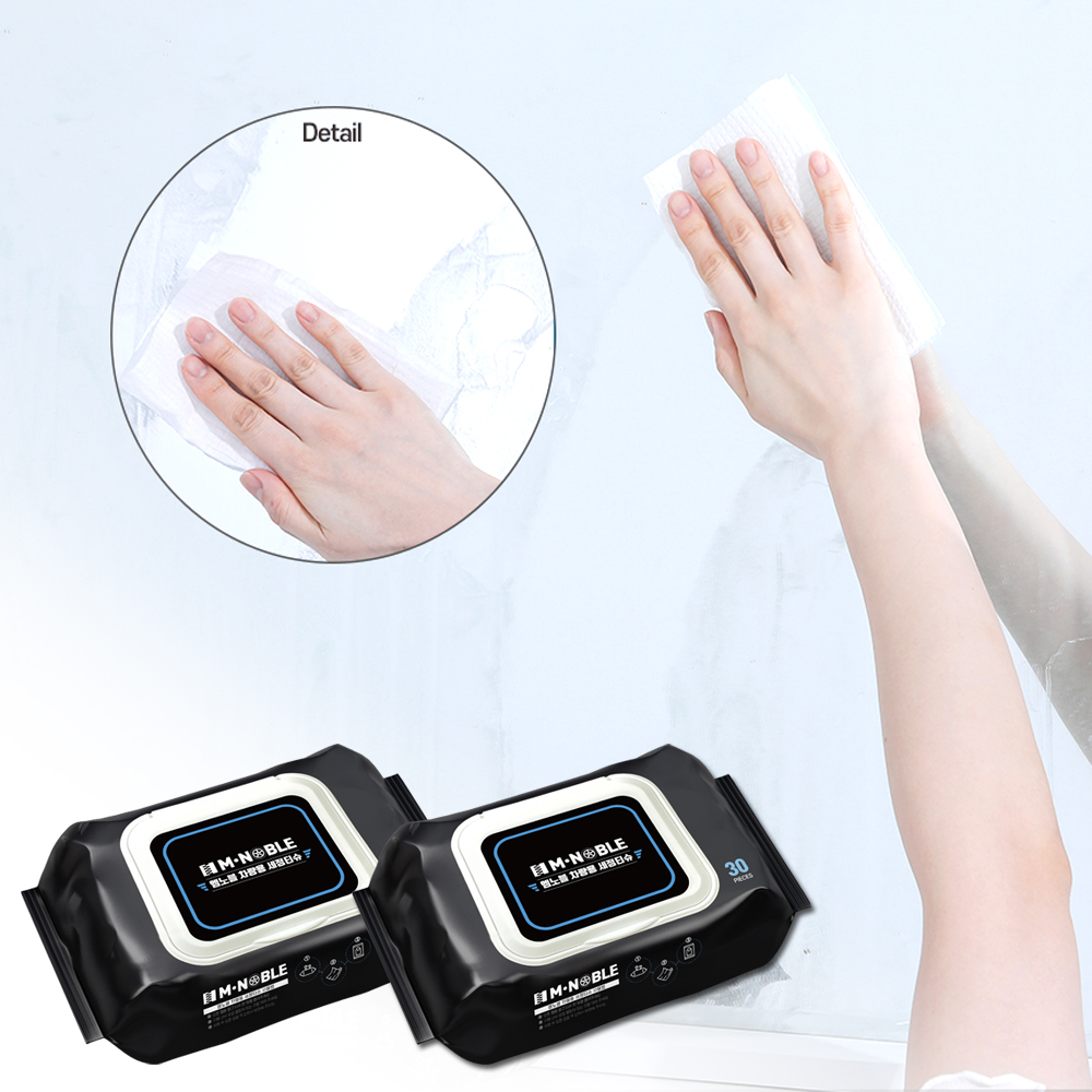 엠노블 차량용 세정티슈 1+1 60매 알콜티슈 물티슈 실내 내부 자동차 세차용품 패키지