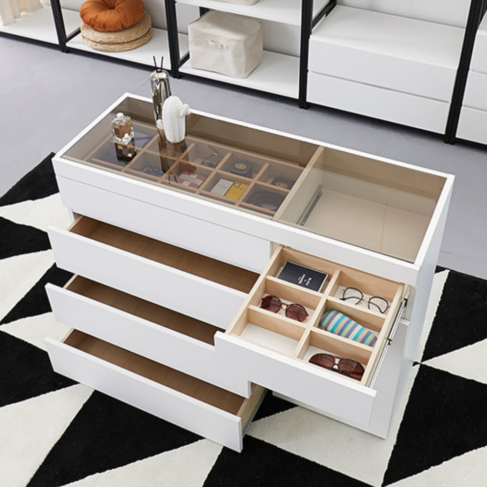 1200 드레스룸 화이트 소형 서랍장 높은 낮은 투명 악세사리 서랍장 안방 서랍장 속옷장 - 메인 이미지