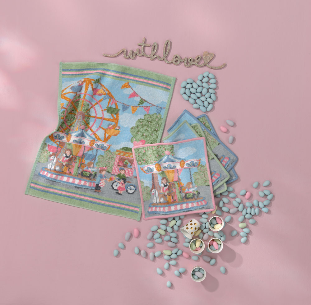 훼이라 놀이동산 페이스타월 캔디핑크 25x25cm 독일직수입 먼지없는 프리미엄 유아손수건