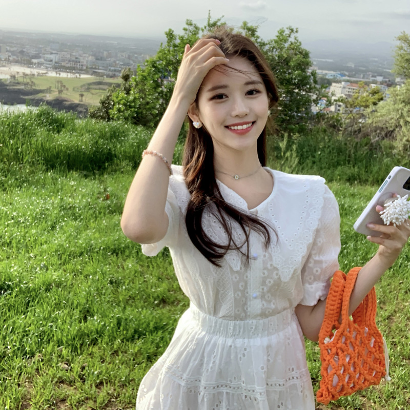 러블리 빅카라 레이스 반팔 블라우스 bs6937 - 상세 이미지 3