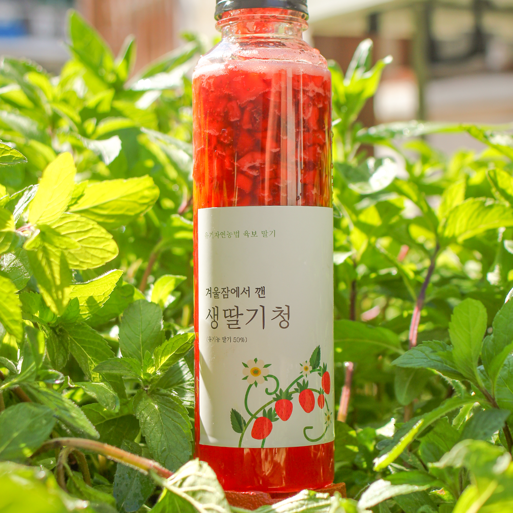 유기농 육보 딸기청 500ml 2병 딸기라떼 이미지 8