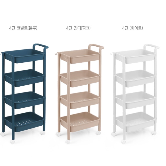 청소 카트 업소용 핸드카 식당용 카트 가정용 카트기 3단 핑크 이미지 7