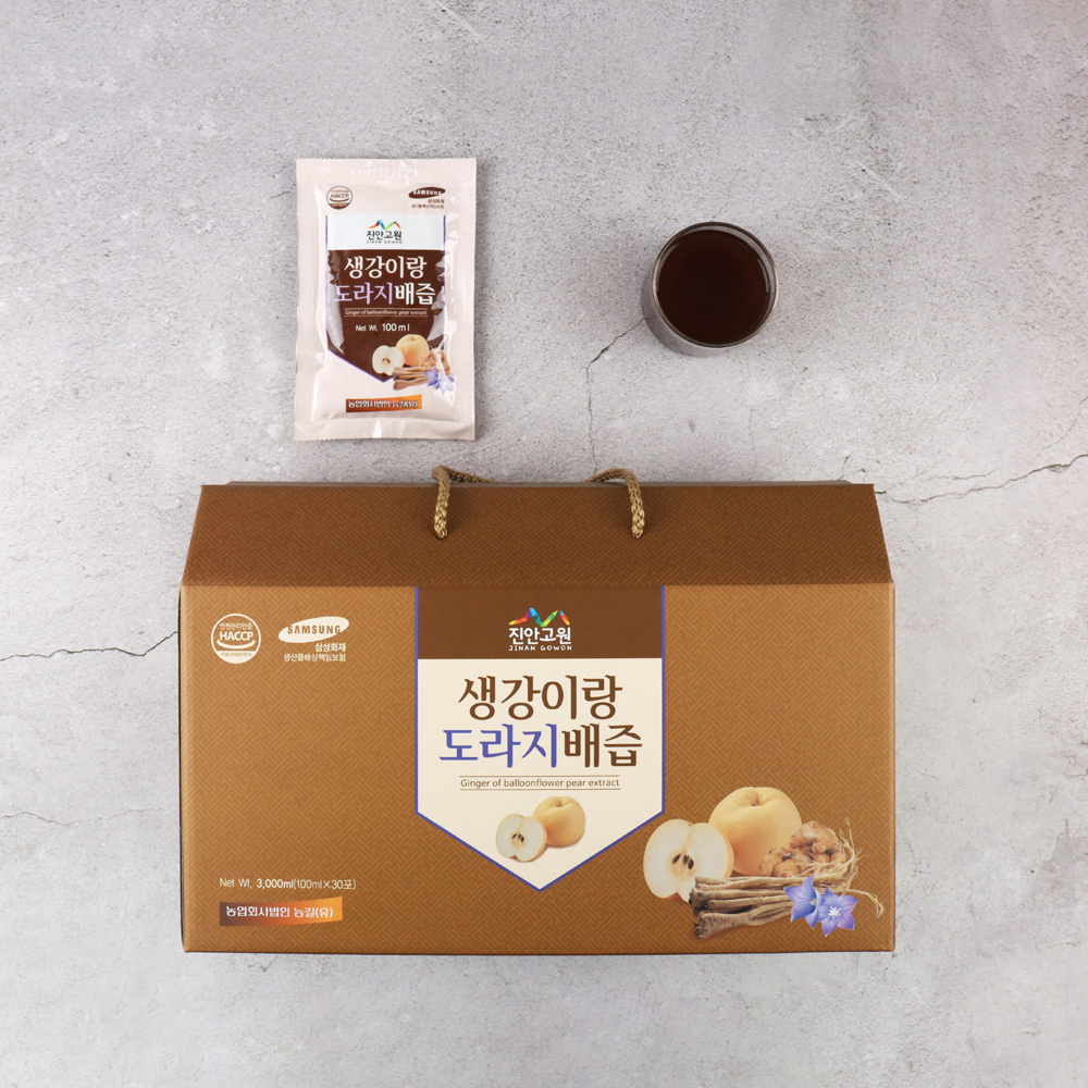 (진안)무농약 3년근 약도라지 생강이랑 도라지배즙 100ml 30포 - 상품 이미지