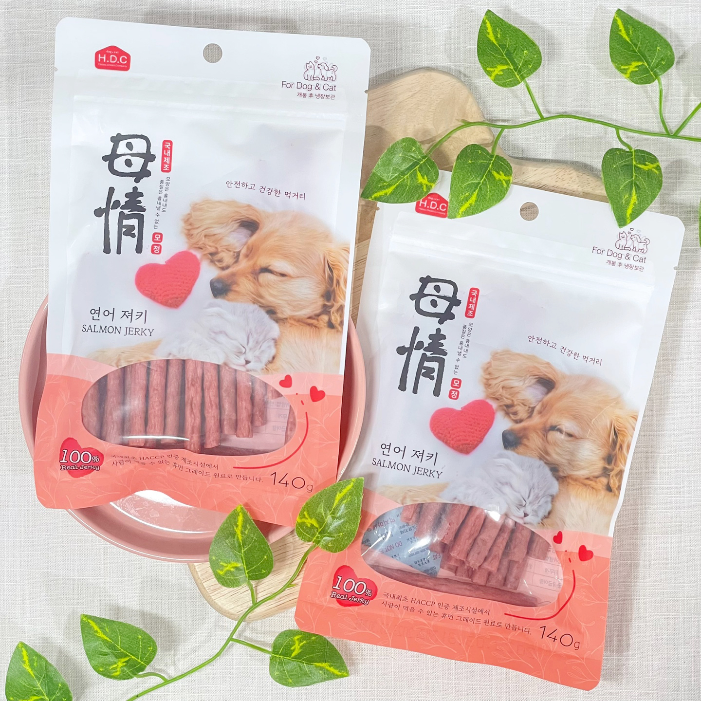 아스쿠 모정 강아지 고양이 져키 간식 연어, 140g, 1개