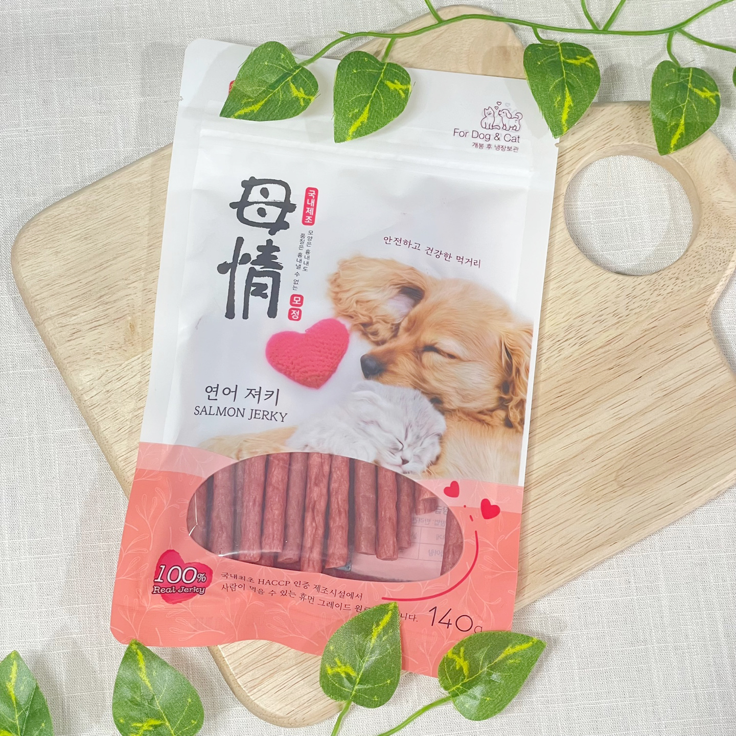 아스쿠 모정 강아지 고양이 져키 간식 연어, 140g, 1개 - 상세 이미지 2