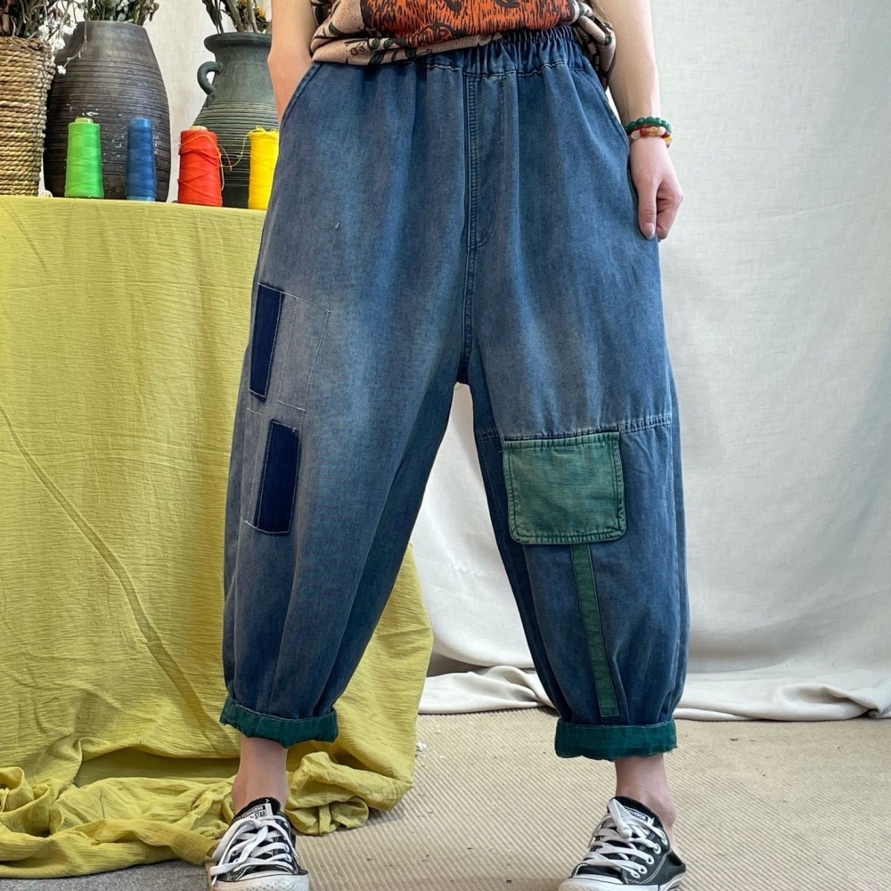 하마마스 봄 여름청바지 데님배기바지 스판 자수 6종 77사이즈 엄마옷