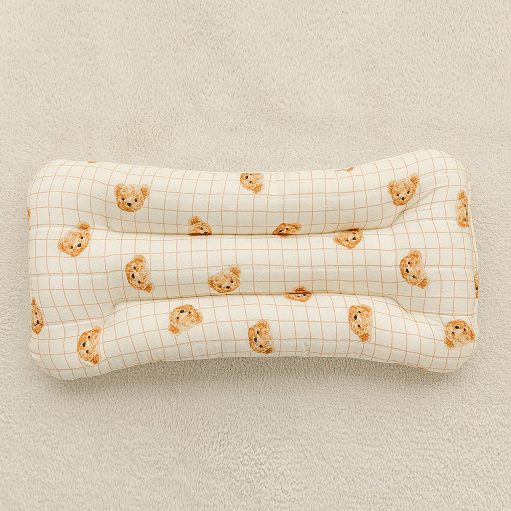 메리투투 아기 유아 어린이 인견 체크베어 에어매쉬 경추 쿨베개 시원한 여름 꿀잠 냉감베개