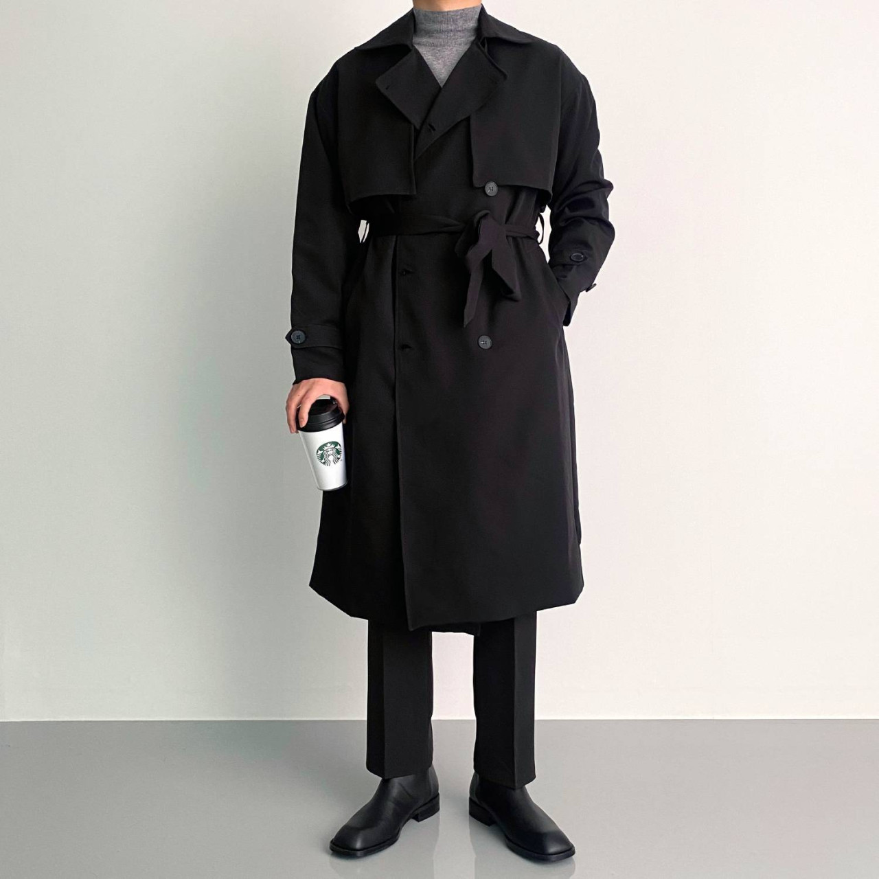 남자트렌치코트 오버핏 롱 남자로브코트 제품 이미지