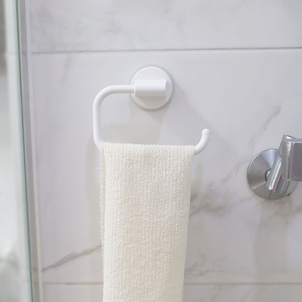 접착식 샤워타월 걸이 화이트 심플 화장실 휴지걸이 부착식 무타공