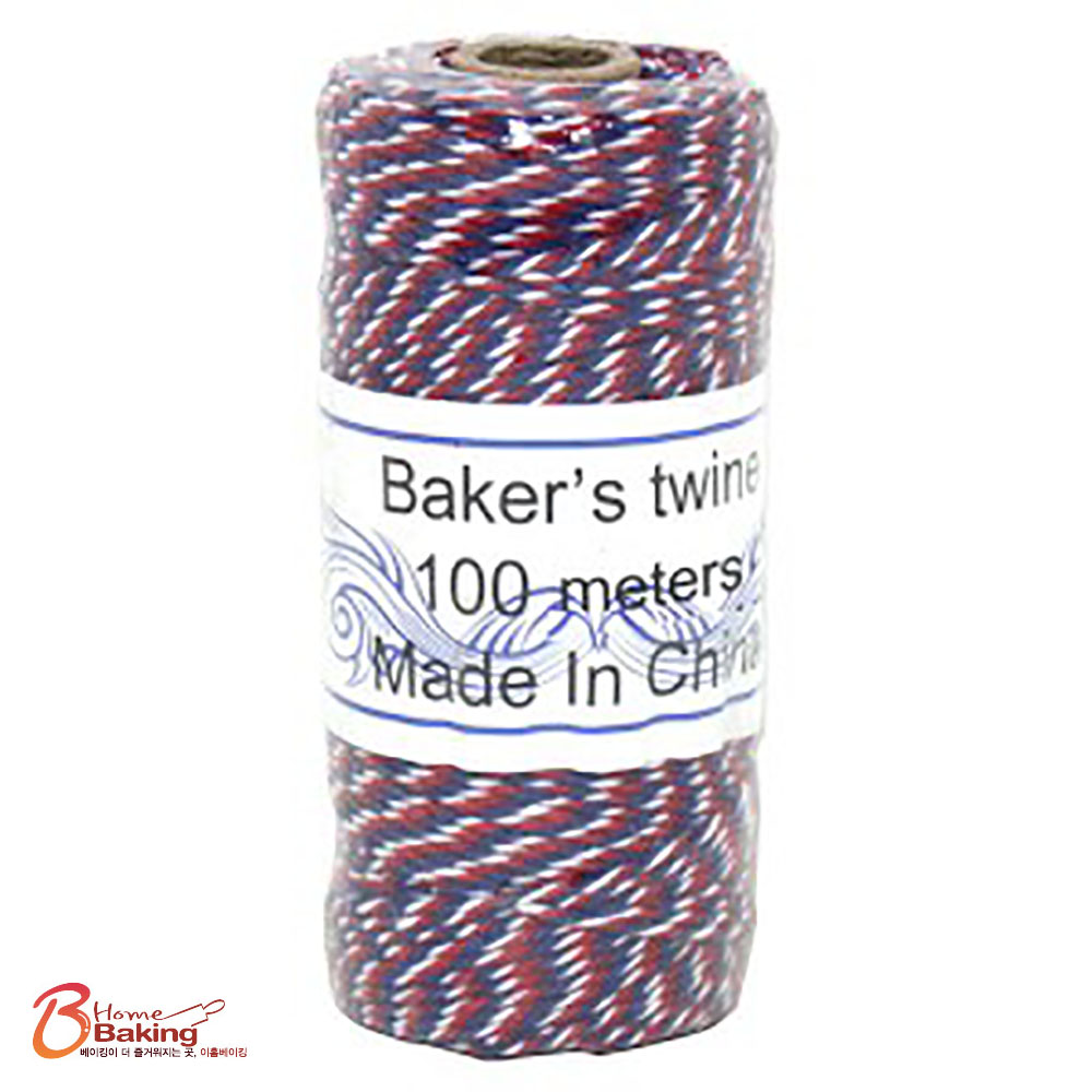 트와인끈 100m 레드&블루&화이트 포장끈 선물 포장용 택끈 리본공예 DIY 꽈배기 마끈 베이킹포장 - 상품 이미지
