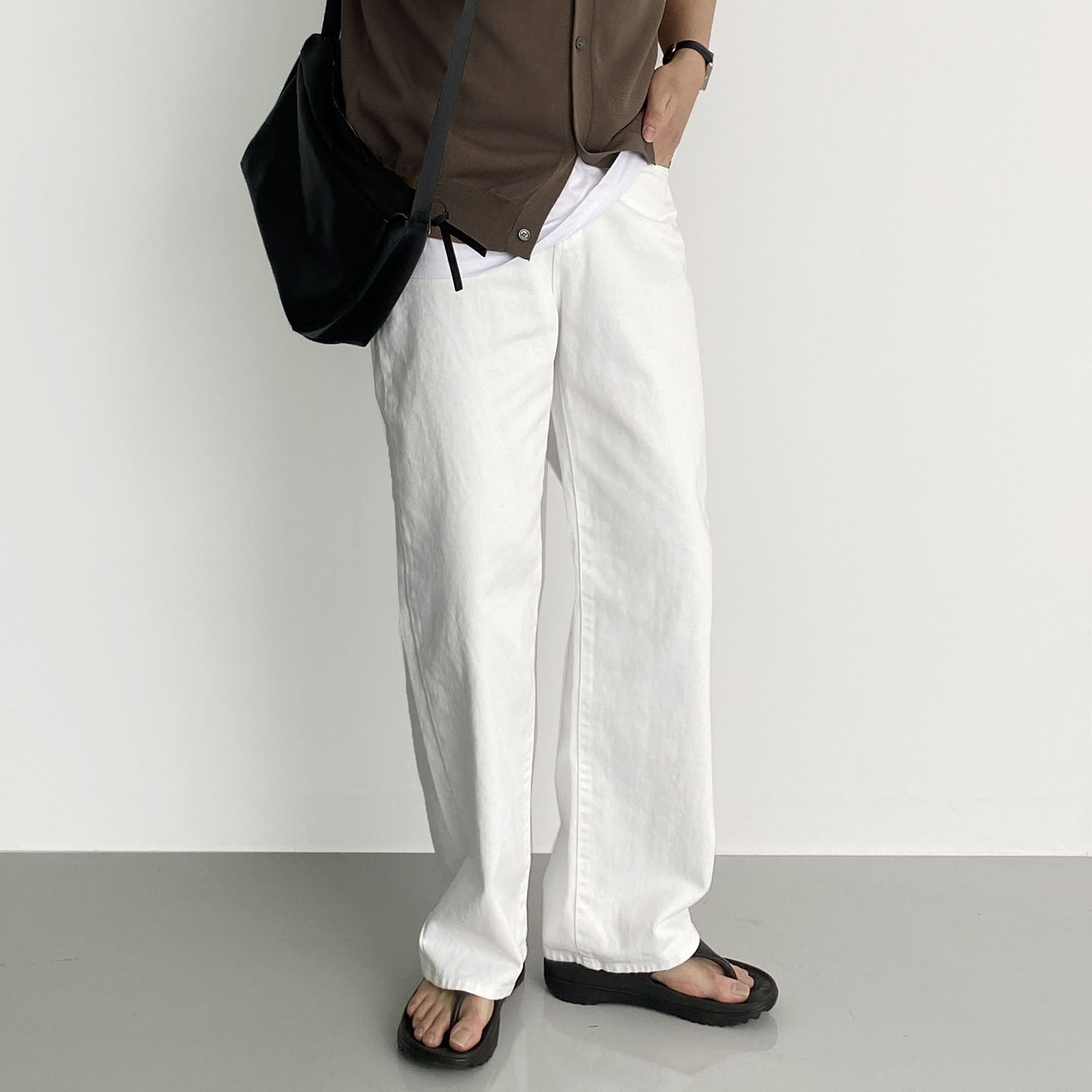 백바지 흰바지 빽바지 남자와이드팬츠 남자흰색슬랙스 - 상세 이미지 2