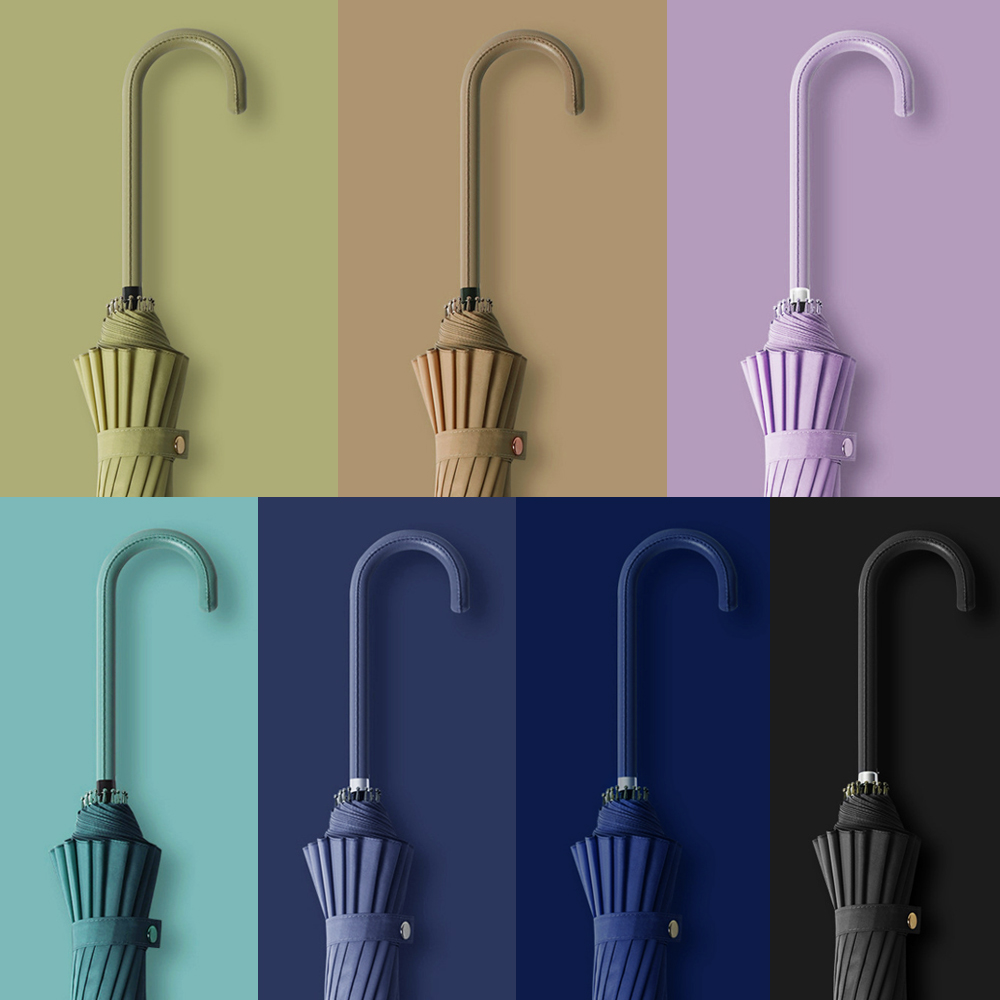 튼튼한 장우산 16K 예쁜 파스텔 대형 곡자 손잡이 지팡이 우산