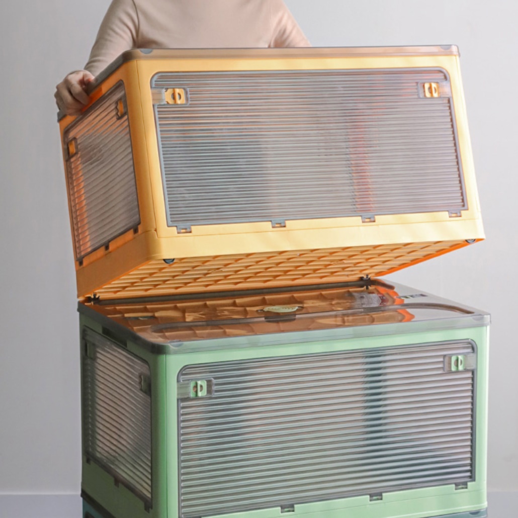 폴딩 박스 테이블 캠핑 정리함 40L 옐로우 캠핑용 박스