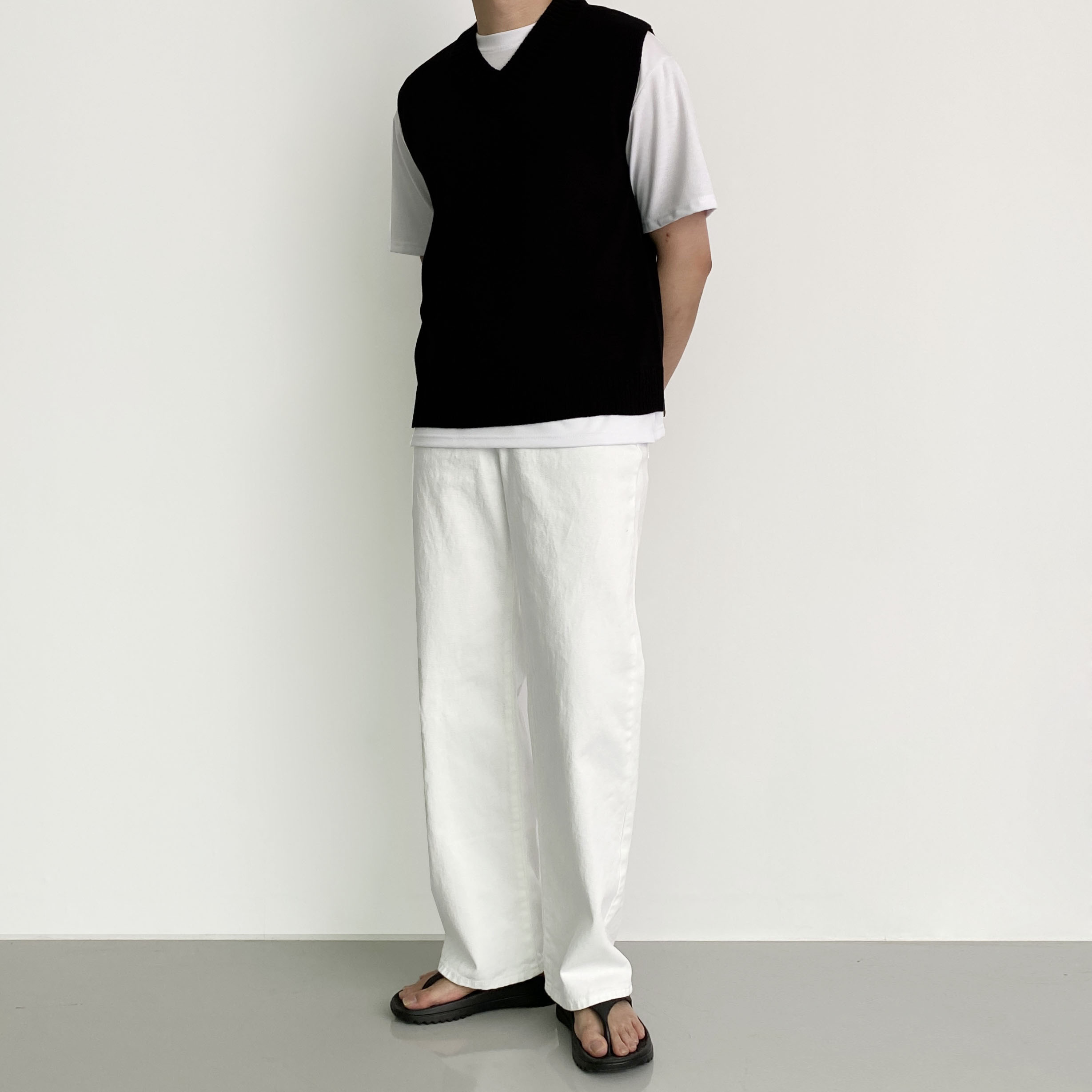 백바지 흰바지 빽바지 남자와이드팬츠 남자흰색슬랙스 - 상세 이미지 4