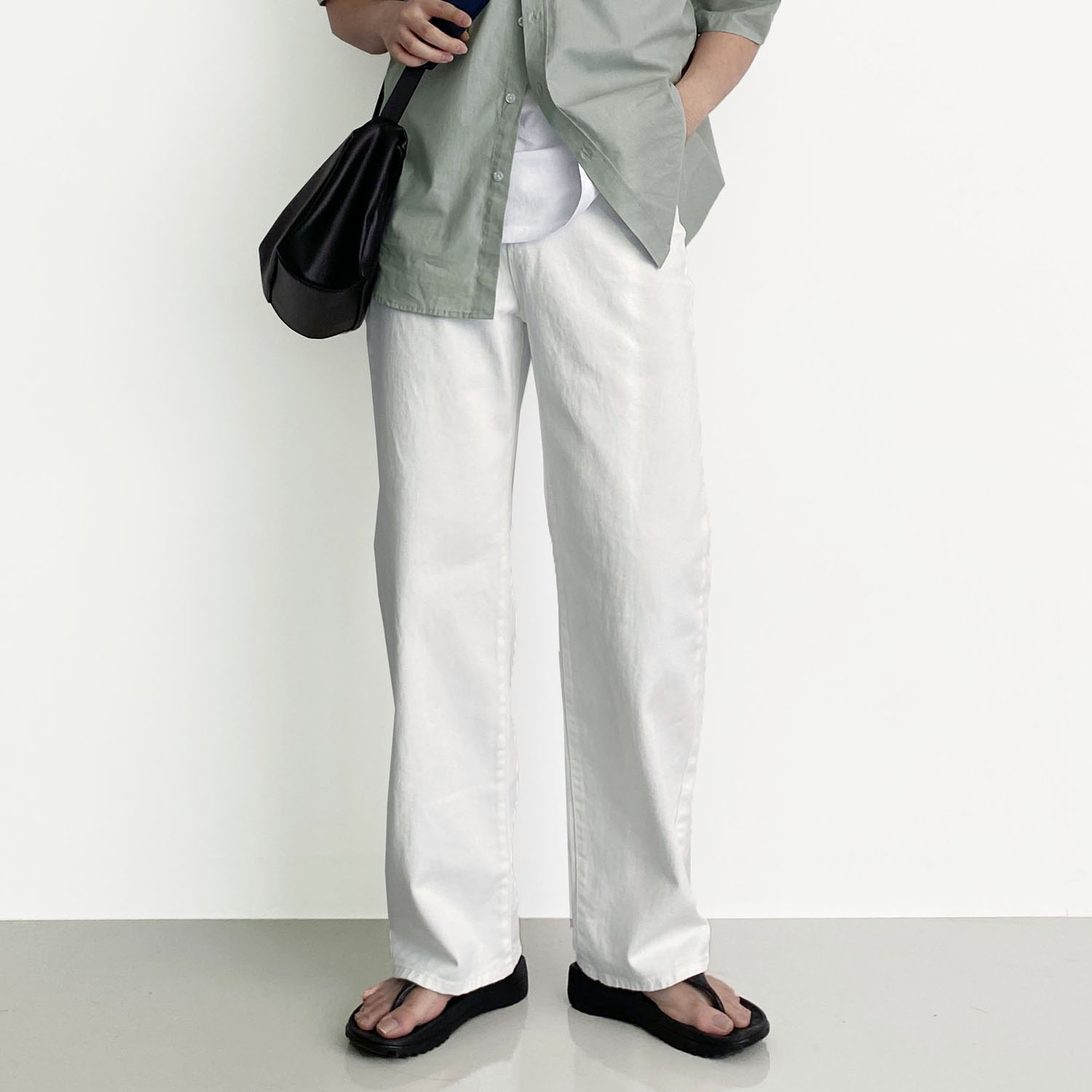 백바지 흰바지 빽바지 남자와이드팬츠 남자흰색슬랙스 - 상품 이미지