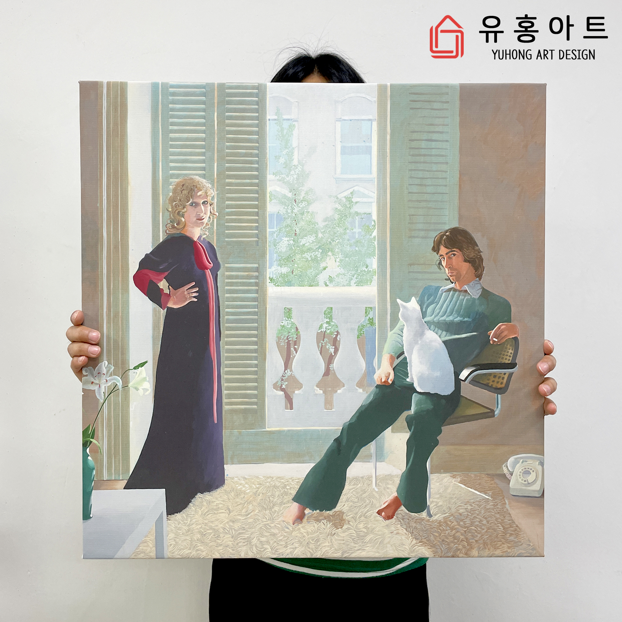 데이비드 호크니 그림 액자 캔버스 포스터 정사각형 20x20cm