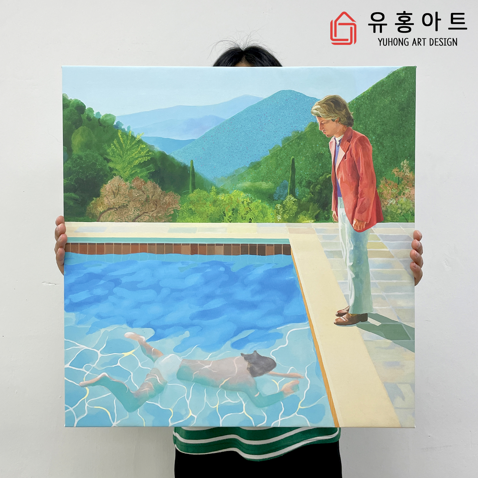 데이비드 호크니 그림 액자 캔버스 포스터 정사각형 20x20cm