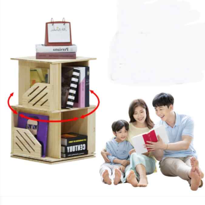 회전책장 회전식책장 아이방 거실 원목 책장 인테리어 - 상품 이미지