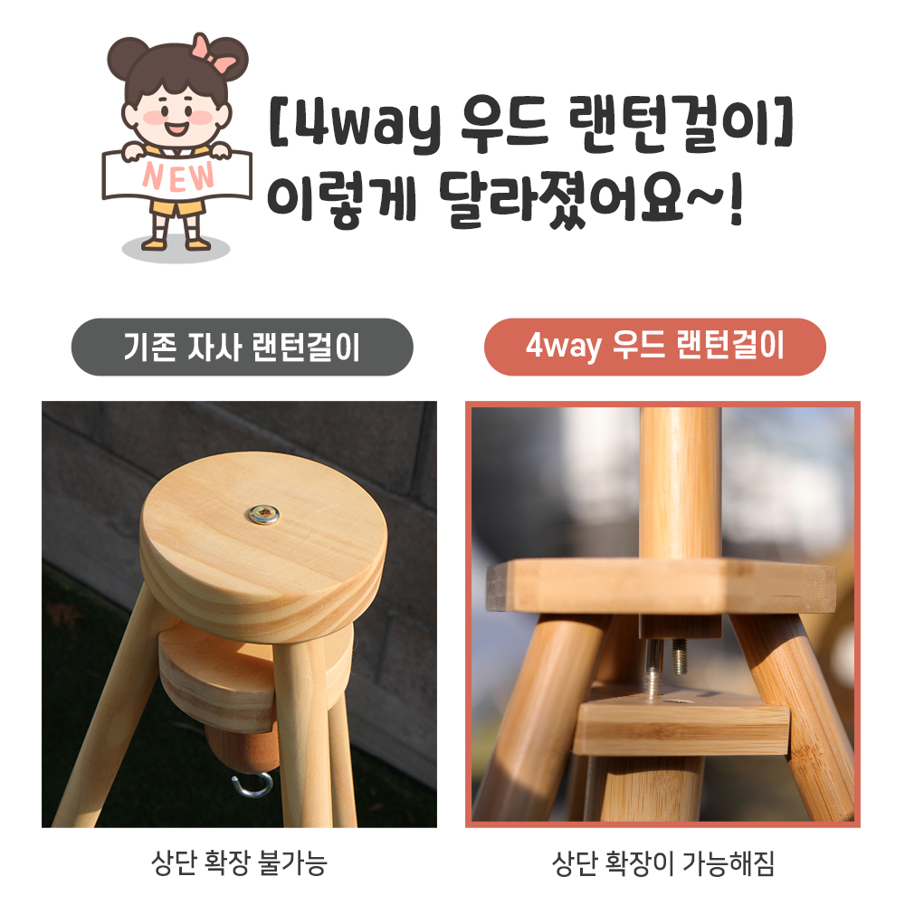 브리즈문 캠핑 우드 랜턴 걸이 스탠드 거치대 삼각대 파일드라이버 상단확장형 - 상세 이미지 4