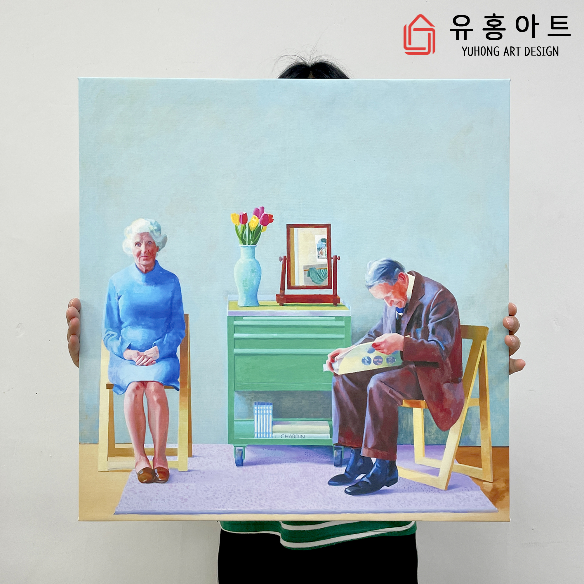 데이비드 호크니 그림 액자 캔버스 포스터 정사각형 20x20cm
