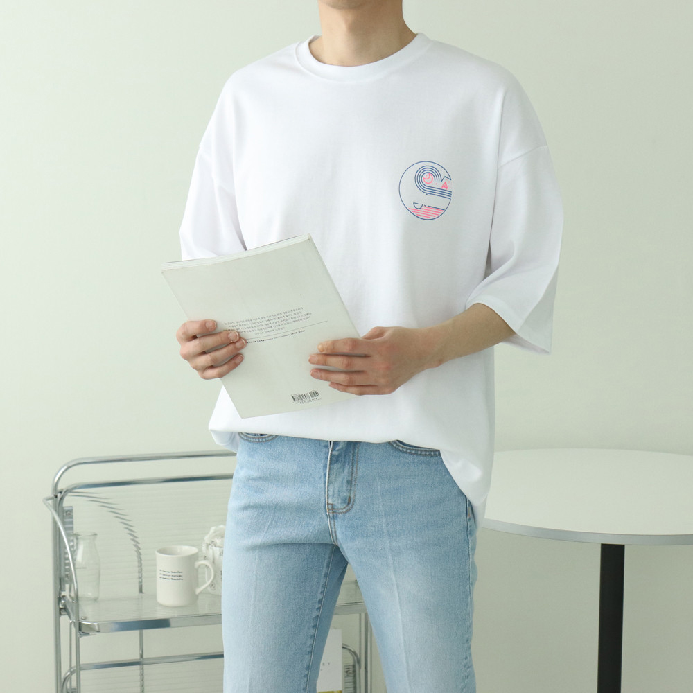 남자반팔티 커플 프린팅 빅사이즈 남성7부티셔츠 - 상세 이미지 3