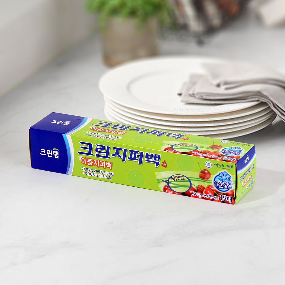 크린랩 이중 지퍼백 특대 15매 30cm x 35cm