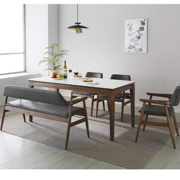 통 세라믹 식탁 세트 원목 엔틱 6인용 식탁 벤치 의자