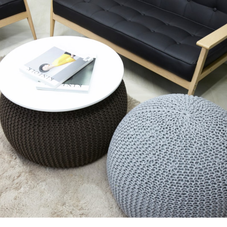 니트푸프 스툴 니트 스툴 라탄 동그란 의자 앉은뱅이 - 상품 이미지