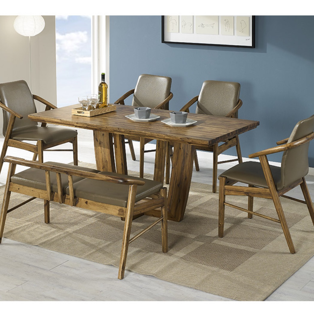 벤치 의자 원목 엔틱 6인용 식탁 테이블 세트 1700