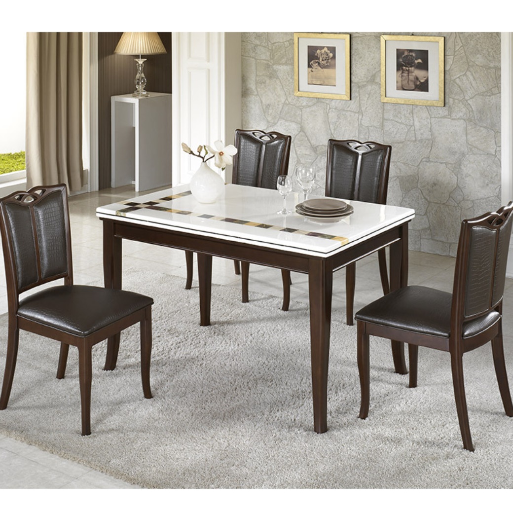 대리석 원목 엔틱 식탁 테이블 세트 월넛 의자 4인용 1200