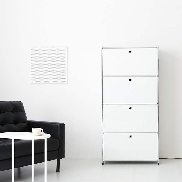 모듈가구 심플리 4단 수납장 BC100 77x40x158, 4단, 화이트 4084.2745