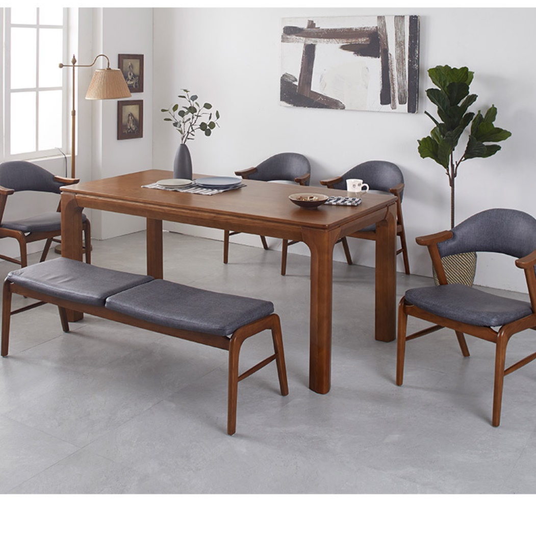 원목 엔틱 식탁 세트 6인용 고급 벤치 의자 1700