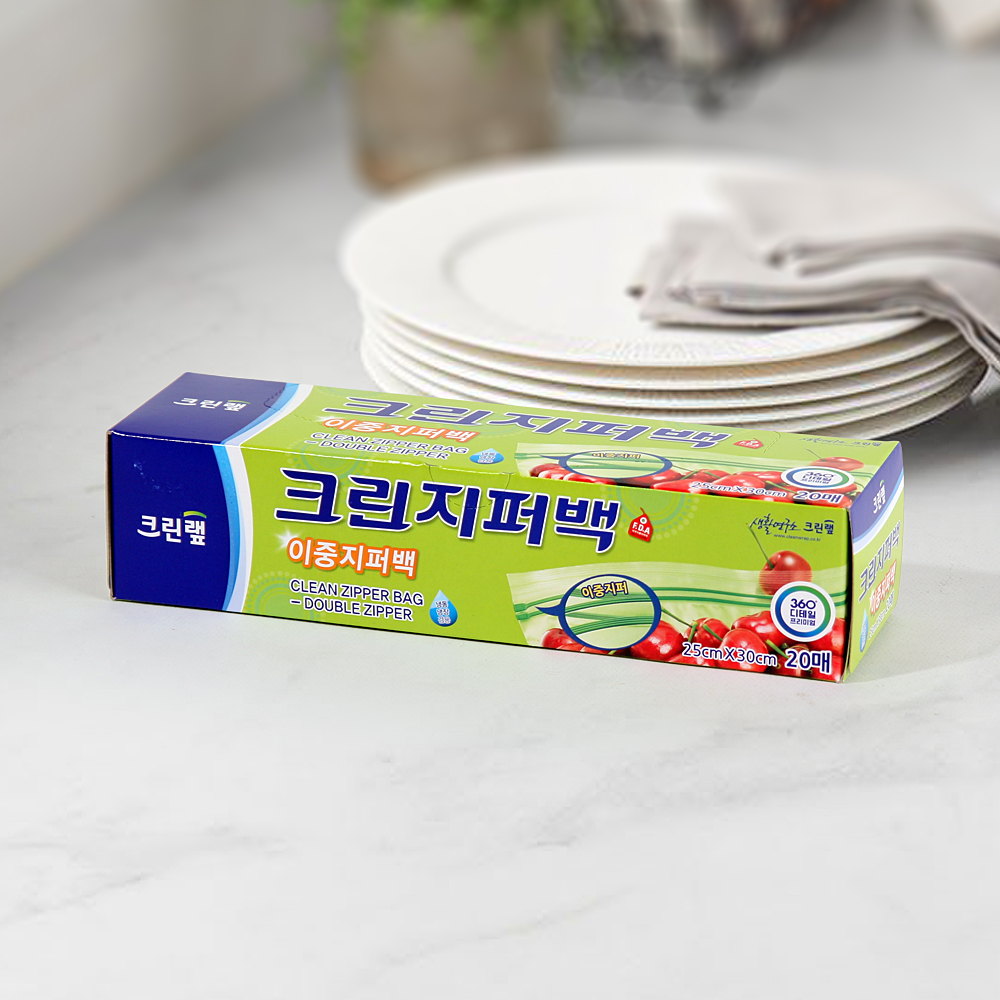 크린랩 이중 지퍼백 대 20매 25cm x 30cm