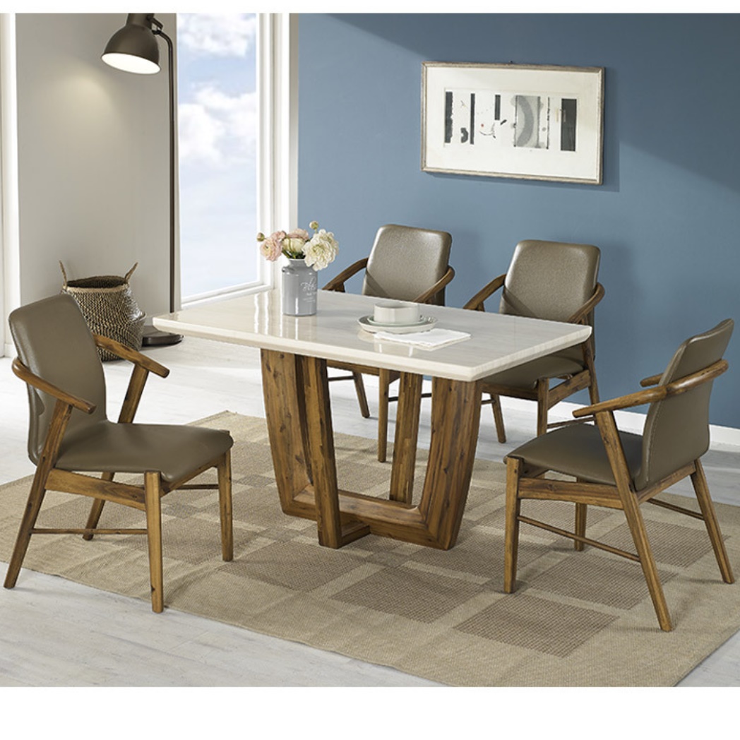 원목 엔틱 4인용 식탁 세트 대리석 월넛 의자 1300