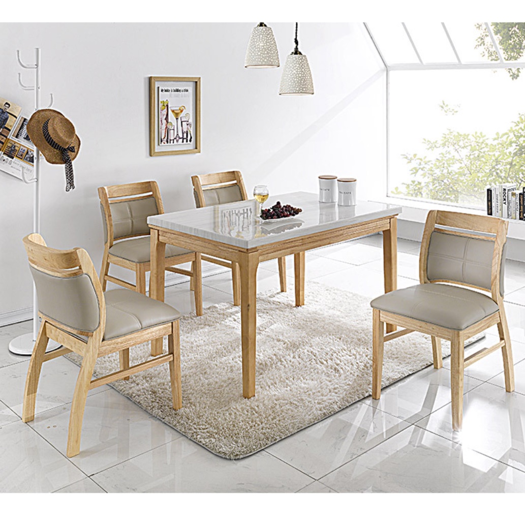 4인용 대리석 원목 엔틱 식탁 테이블 세트 1200 월넛 의자