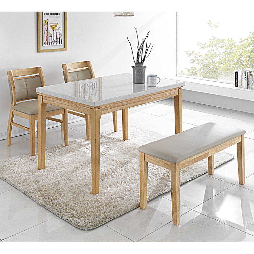 4인용 대리석 원목 엔틱 식탁 테이블 세트 1200 벤치 의자