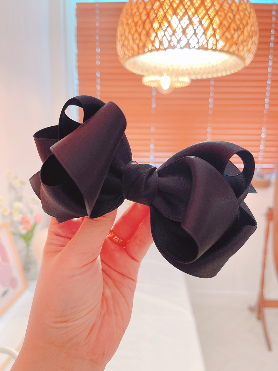 블랙리본 풍성 간호사 통통핀대 8cm 10cm 반머리 왕리본핀 - 상세 이미지 5