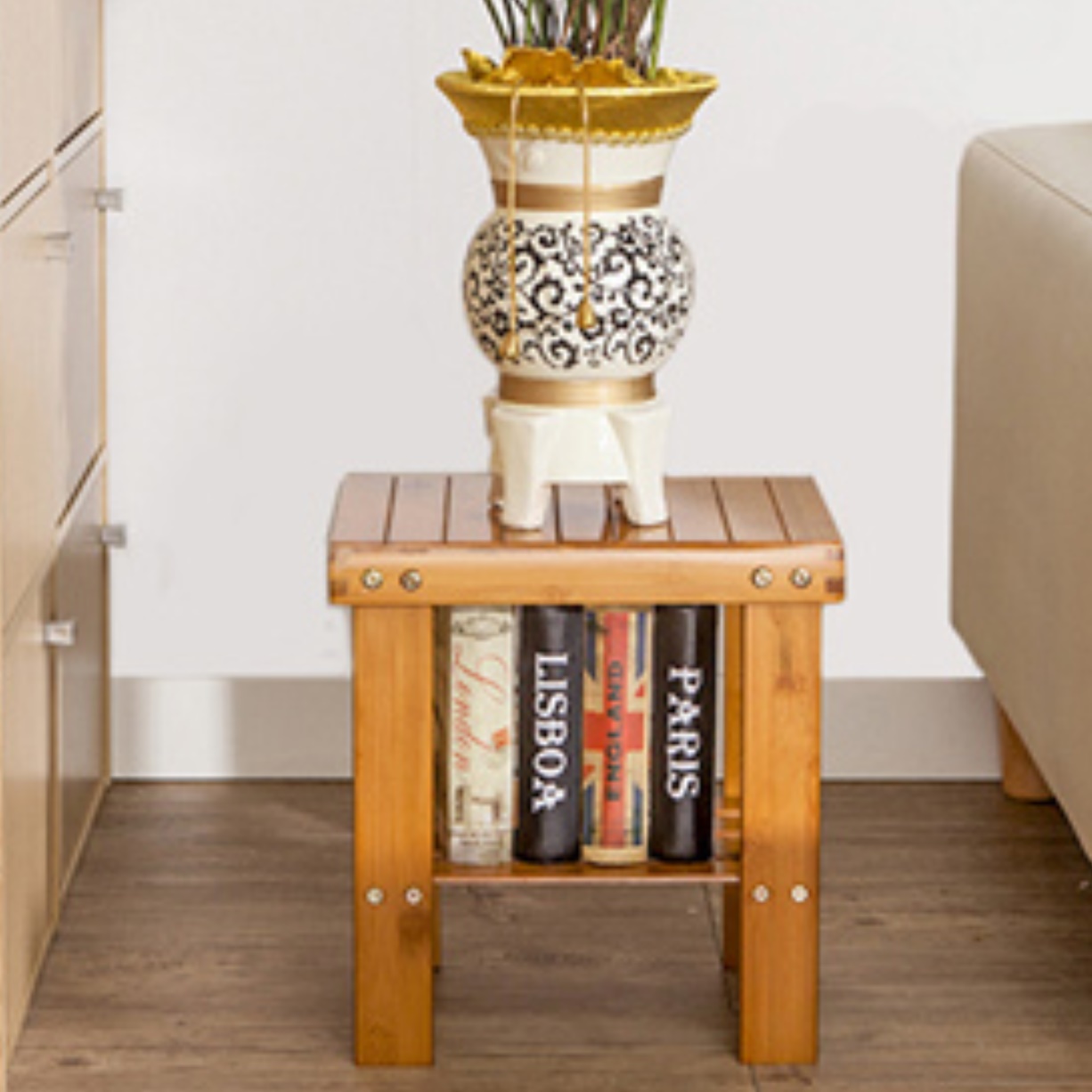 화분 스툴 화분받침 의자 빈티지 원목스툴 촬영 전시
