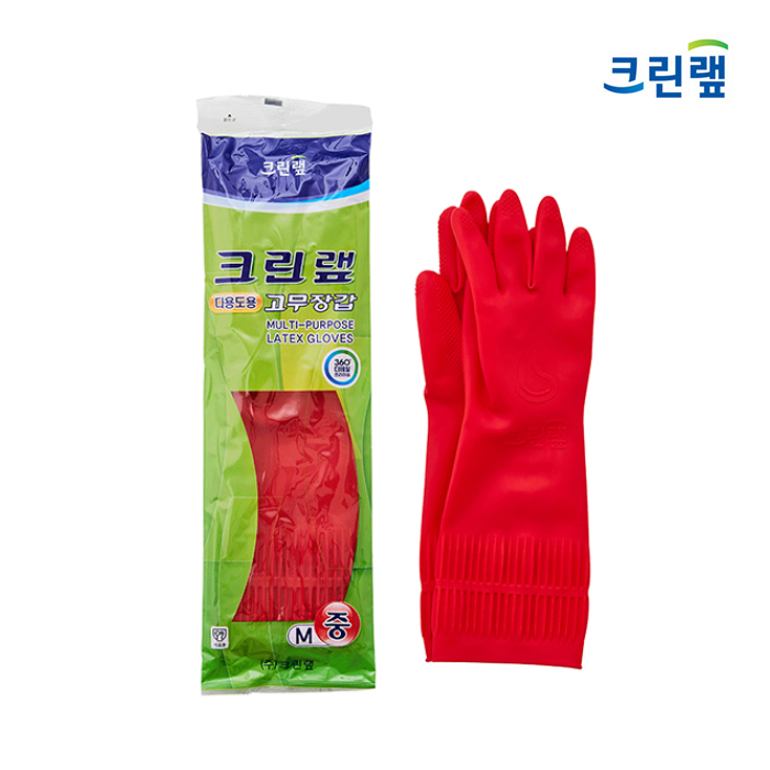크린랲 다용도 고무장갑 레드 중형 - 상품 이미지