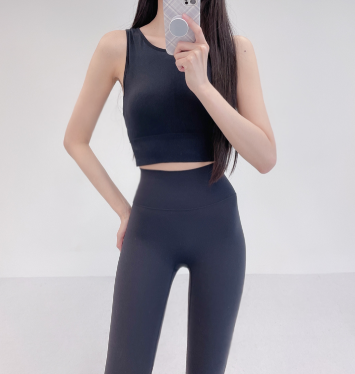 로라벨 민소매 요가브라탑 필라테스복 요가복 필라테스 요가 상의 커버업 티셔츠 크롭 - 상세 이미지 3