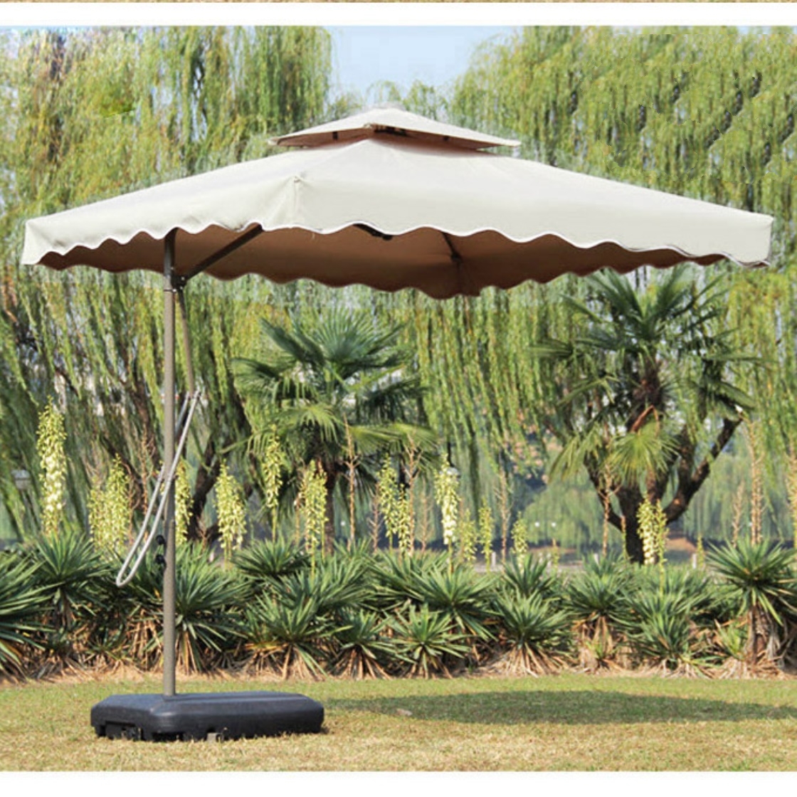 초대형 사각 정원용 파라솔 원터치 파라솔 전원주택 아이보리 파라솔