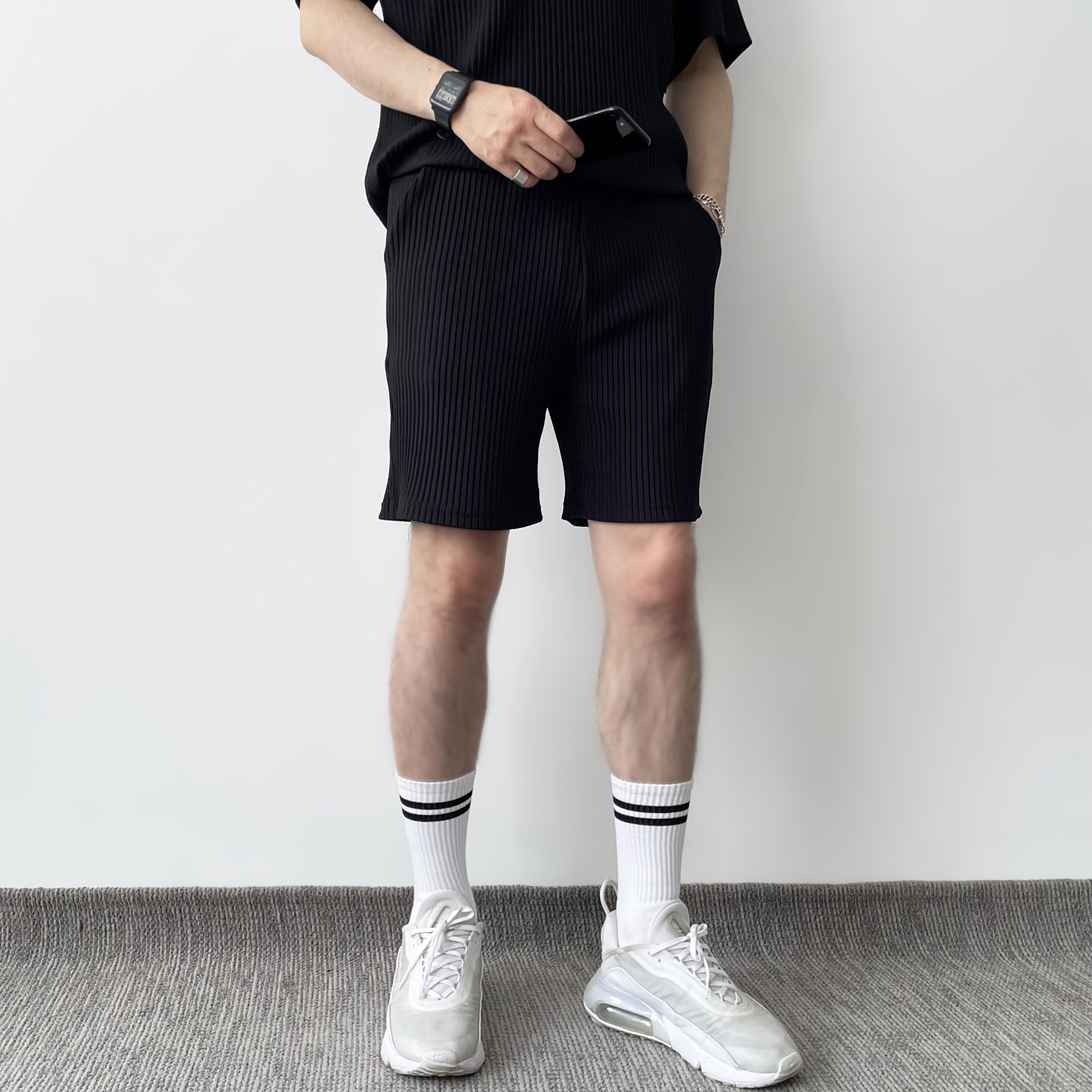 [마지막진행] 남자플리츠팬츠 남자고무줄바지 남자5부반바지 - 상세 이미지 3