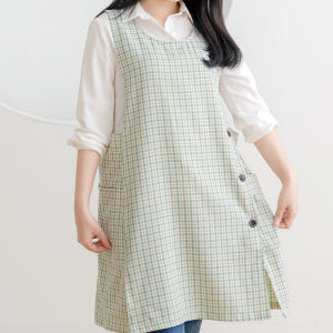 데코에버 찰랑 로맨틱체크 어린이집 선생님 앞치마 롱사이즈 원피스앞치마 옆... 솔직 후기 | 실제 배치 사진 포함 - 상품 이미지 2