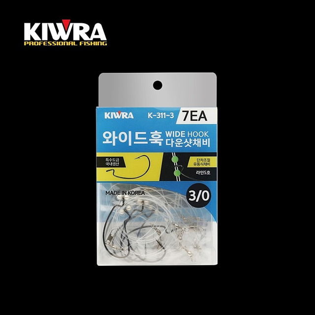 키우라 와이드훅 K-311 다운샷채비 W(덕용) 3호 광어 우럭 루어낚시 바늘 - 메인 이미지