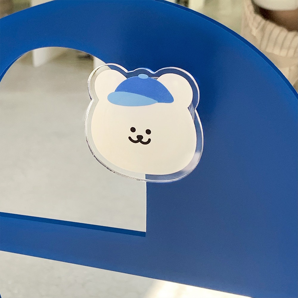 핸드폰 그립 플라톡 곰돌이 스마트톡 곰찌 얼굴 모자 - 상품 이미지