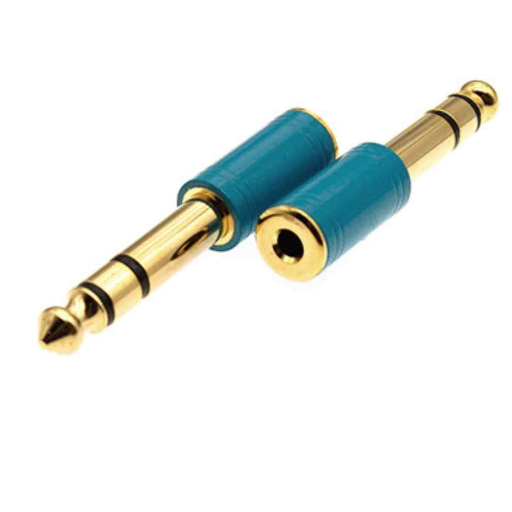 3극 5.5mm F 3.5mm M 스피커 무선마이크 수신기 단자 변환잭 젠더 블루 총알잭