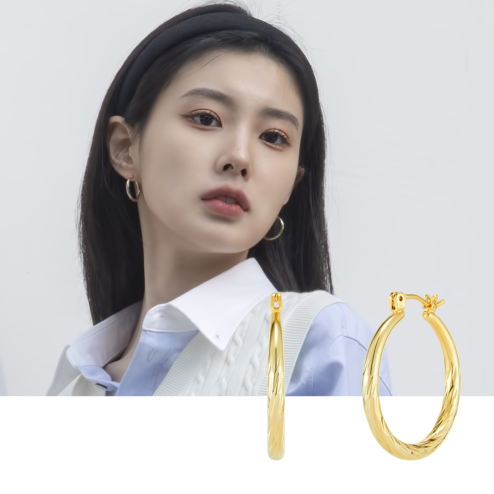 [손예진 착용] 폴브리알 주얼리 메쉬 후프링 귀걸이 PYBE0119_BRASS - 상세 이미지 3
