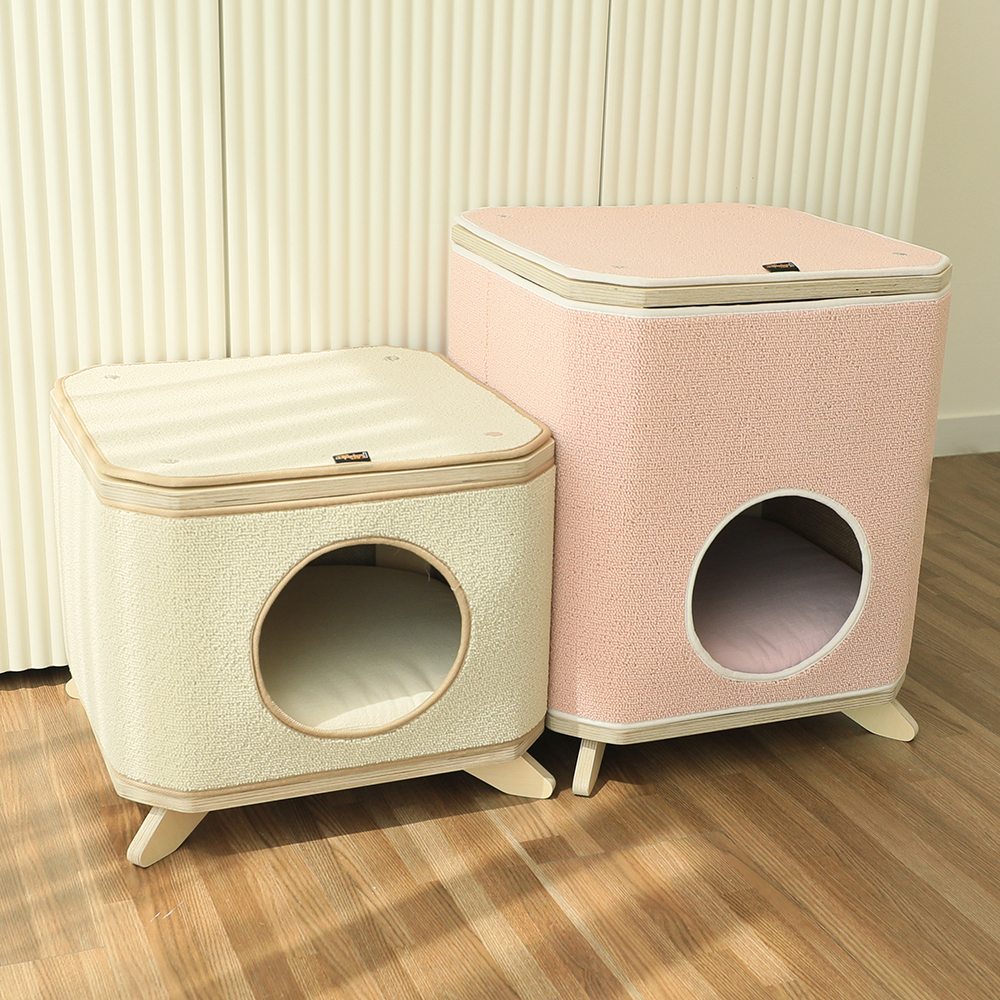 캣츠빌 강아지 고양이 원목 큐브하우스 숨숨집 스크래쳐