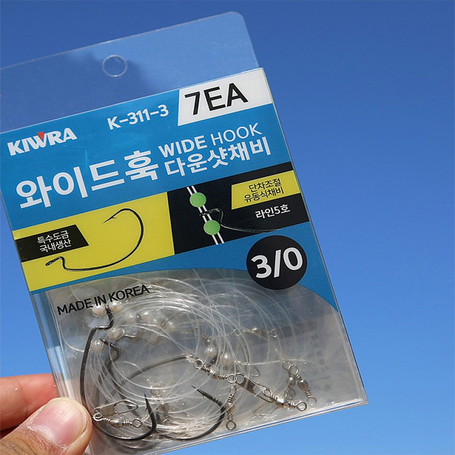 키우라 와이드훅 K-311 다운샷채비 W(덕용) 3호 광어 우럭 루어낚시 바늘 - 상세 이미지 2